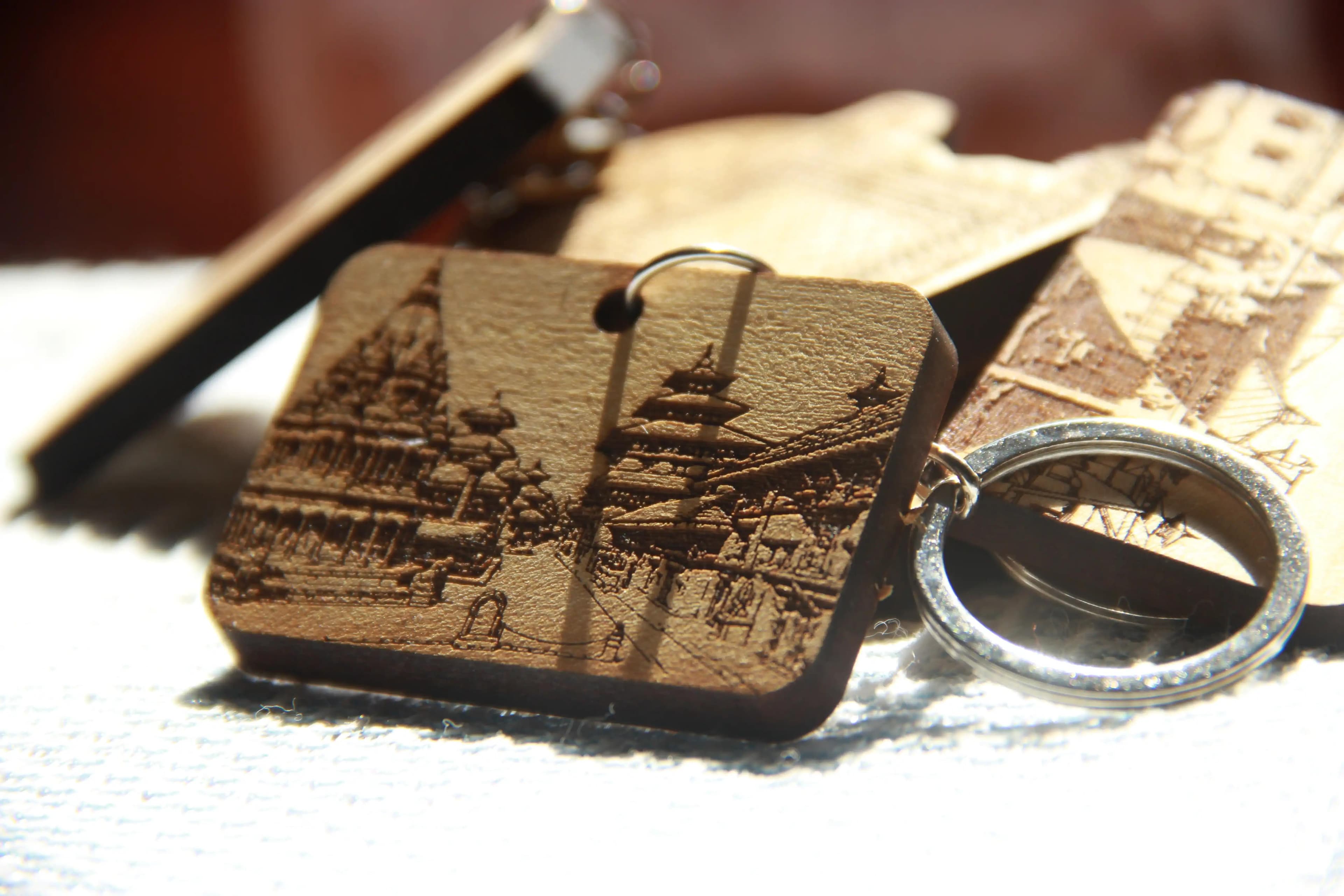 Krishna Mandir Keyring main engraved preview image